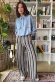 Marlowe Stripe Wide Leg Lounge Trouser Chocolate 